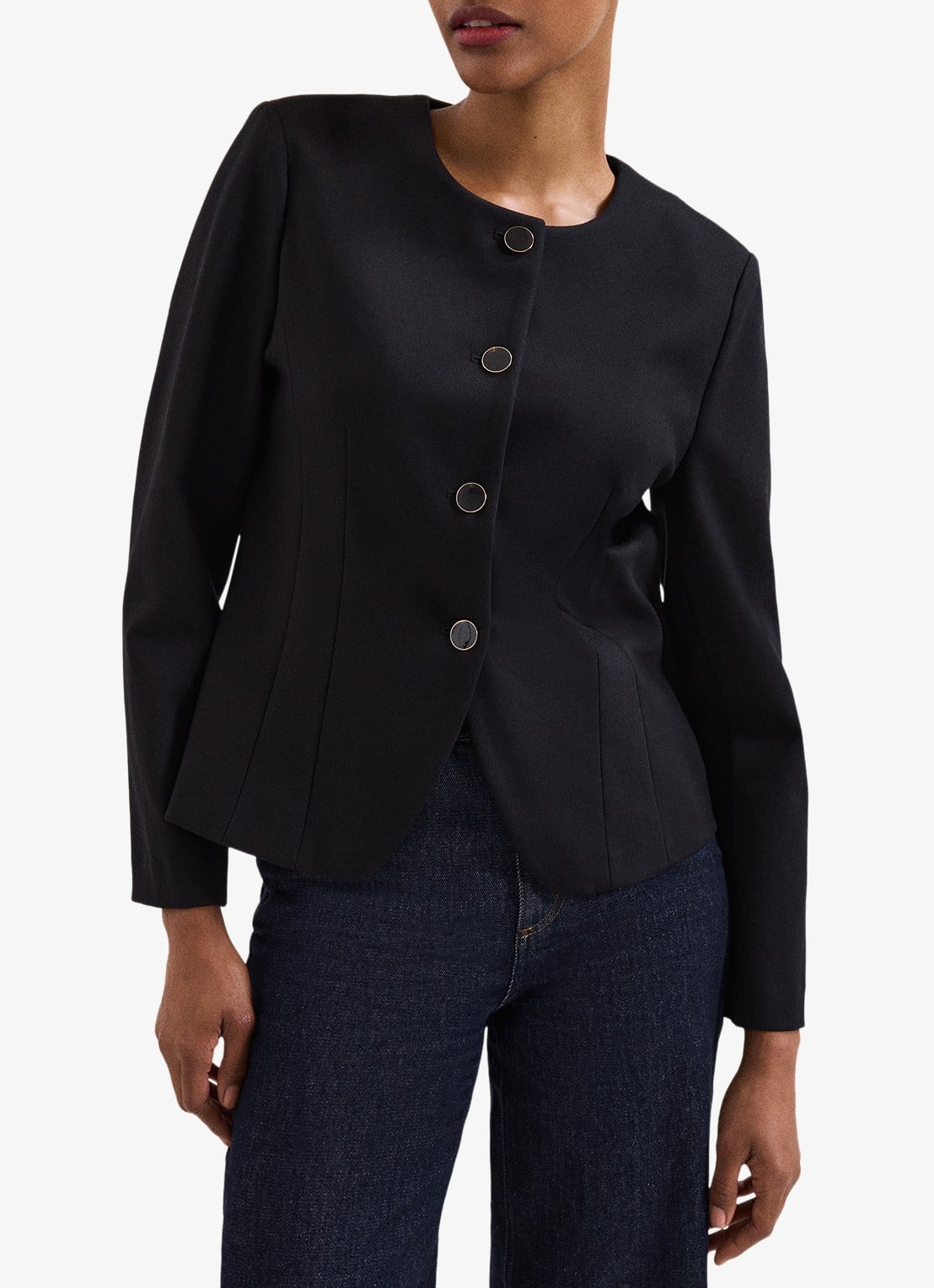 Phase Eight Danni blazer met schoudervulling - voorkant 3 zwart