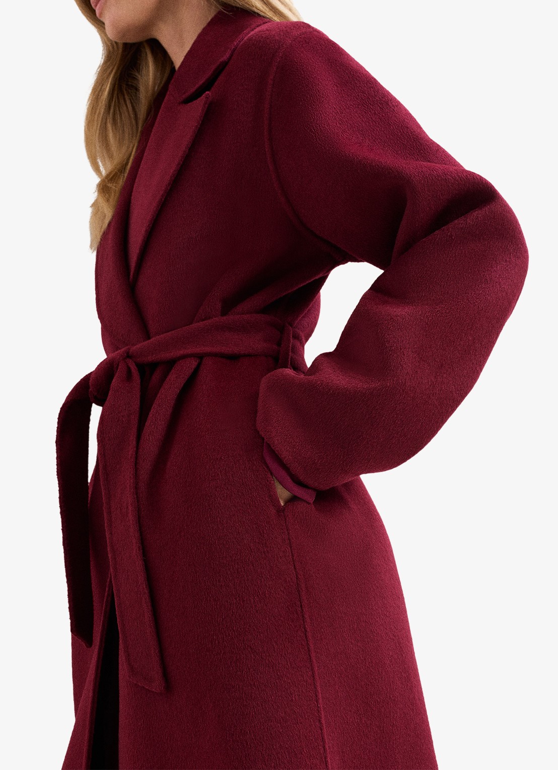 Phase Eight Darcy manteljas met strikceintuur - detail 4 donkerrood