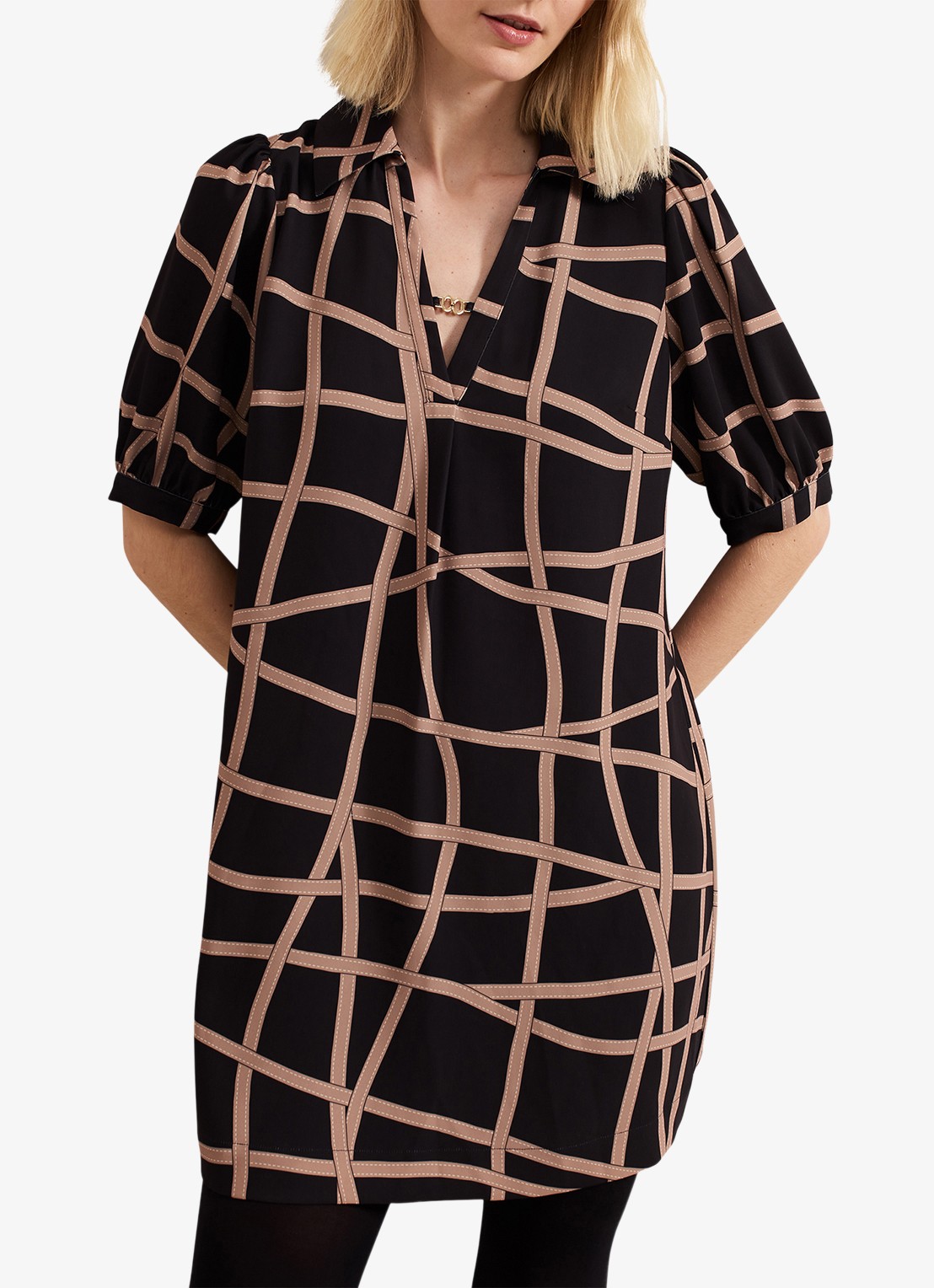 Phase Eight Darlia mini tuniekjurk met print - detail 4 camel