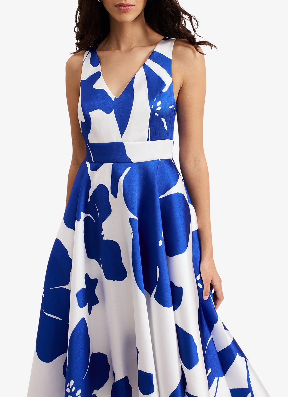 Phase Eight Delicia midi jurk met print - detail 4 kobaltblauw