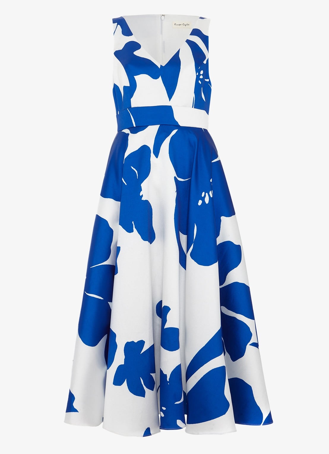 Phase Eight Delicia midi jurk met print - voorkant kobaltblauw