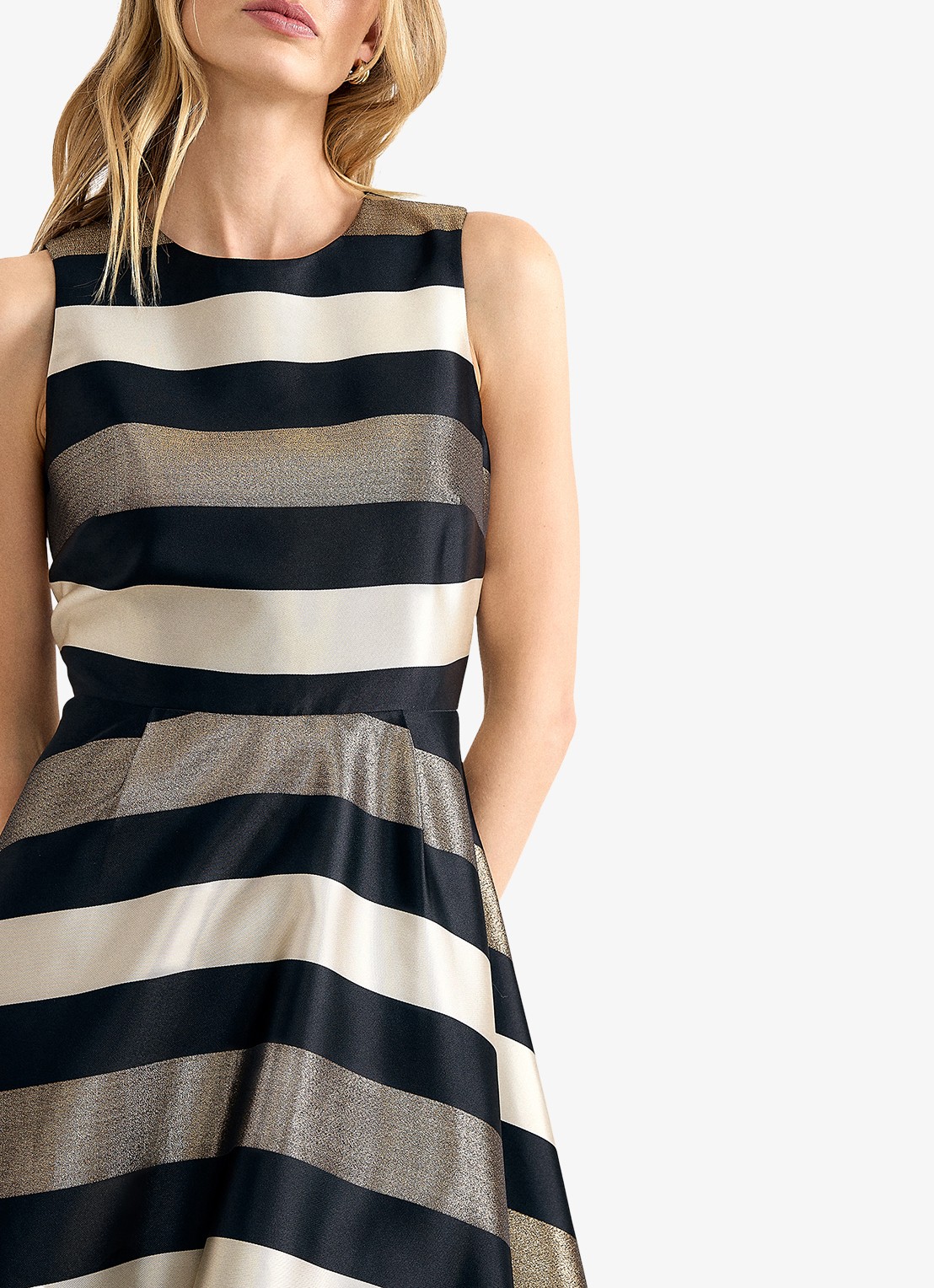 Phase Eight Delicia midi jurk met streepprint - detail 4 multicolor