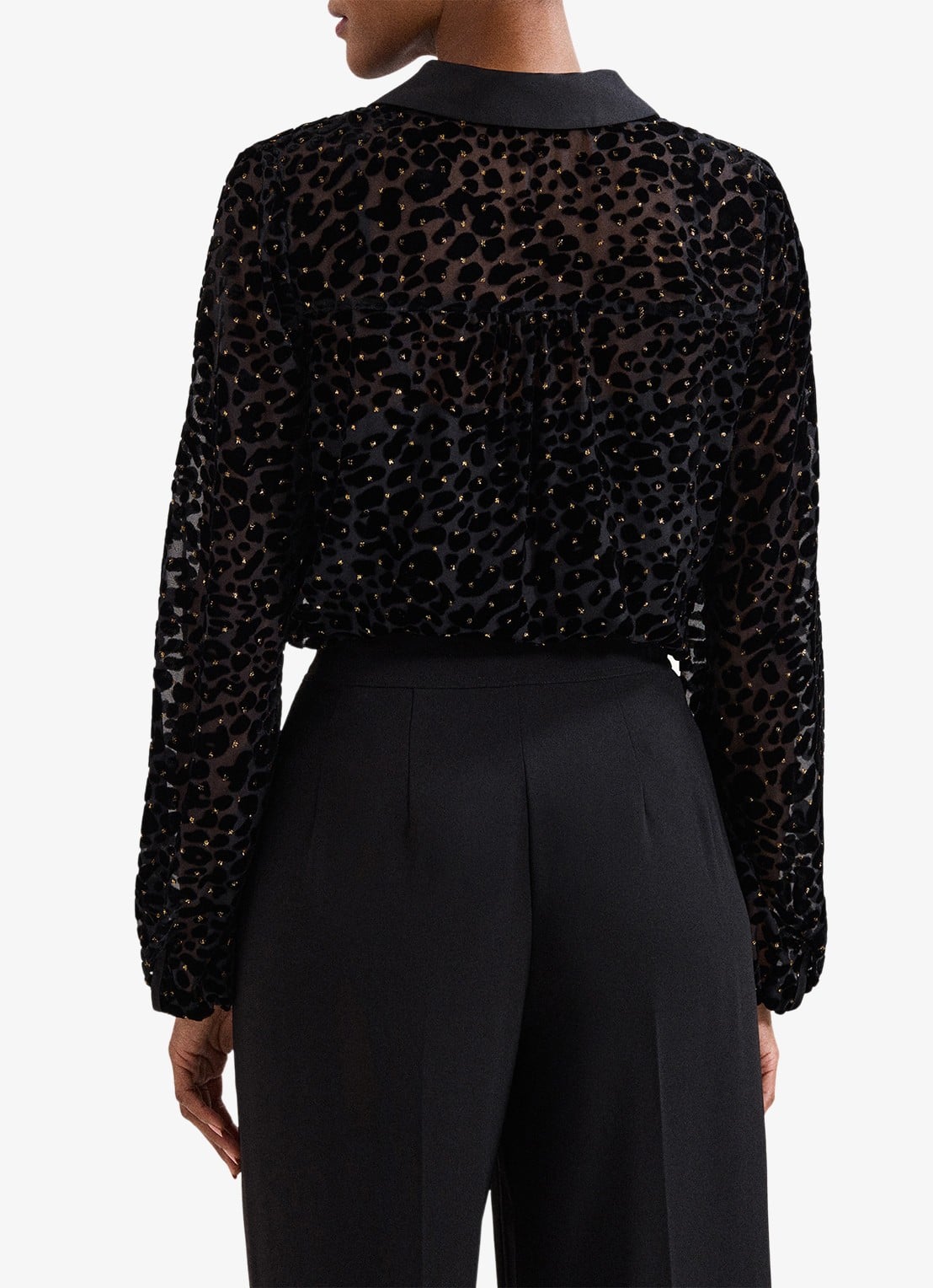 Phase Eight Della semi-transparante blouse met flockprint - achterkant 8 zwart