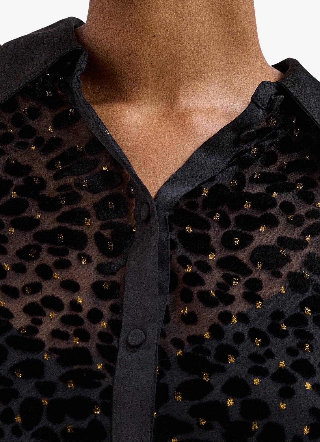 Phase Eight Della semi-transparante blouse met flockprint - detail 5 zwart