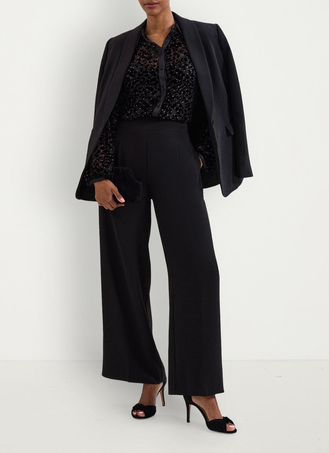 Phase Eight Della semi-transparante blouse met flockprint - detail 6 zwart