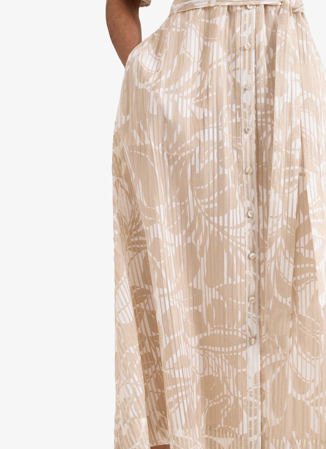 Phase Eight Delphine midi blousejurk met print en pofmouw - detail 5 creme