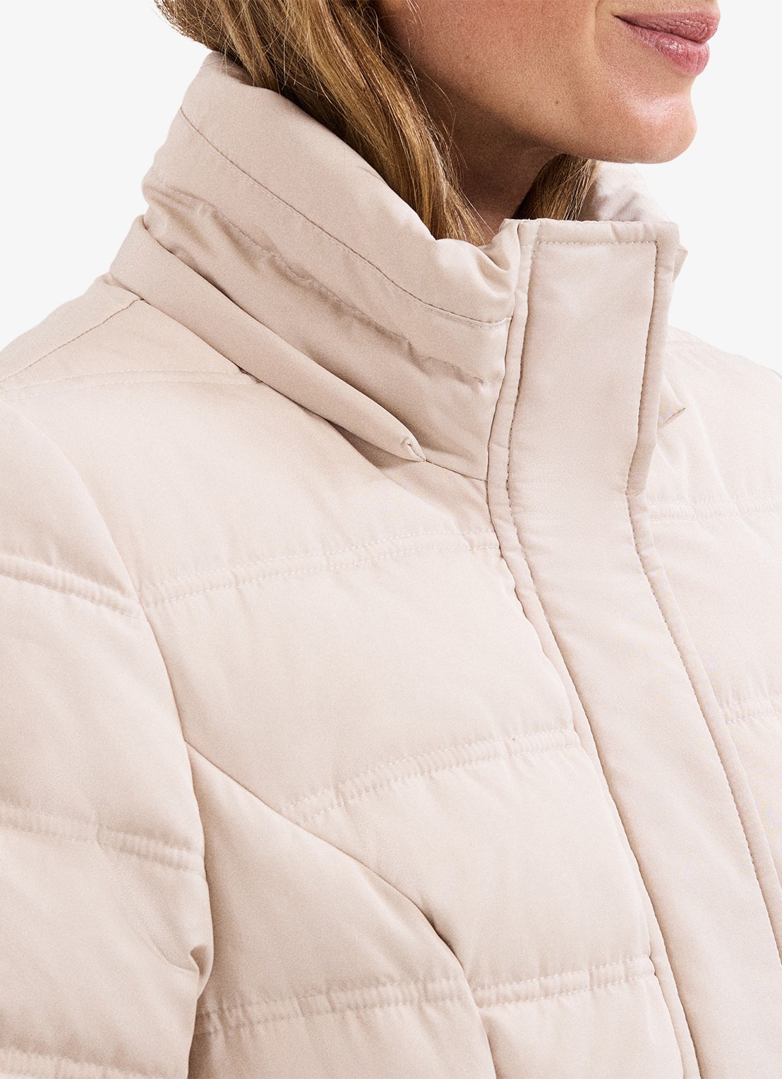 Phase Eight Dixie puffer jas met afneembare imitatiebontkraag - detail 8 gebroken wit