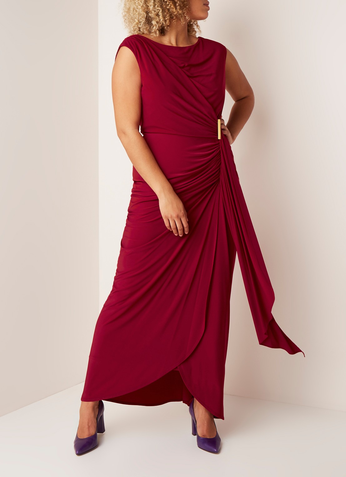 Phase Eight Donna galajurk met metaaldetail - voorkant 5 bordeauxrood