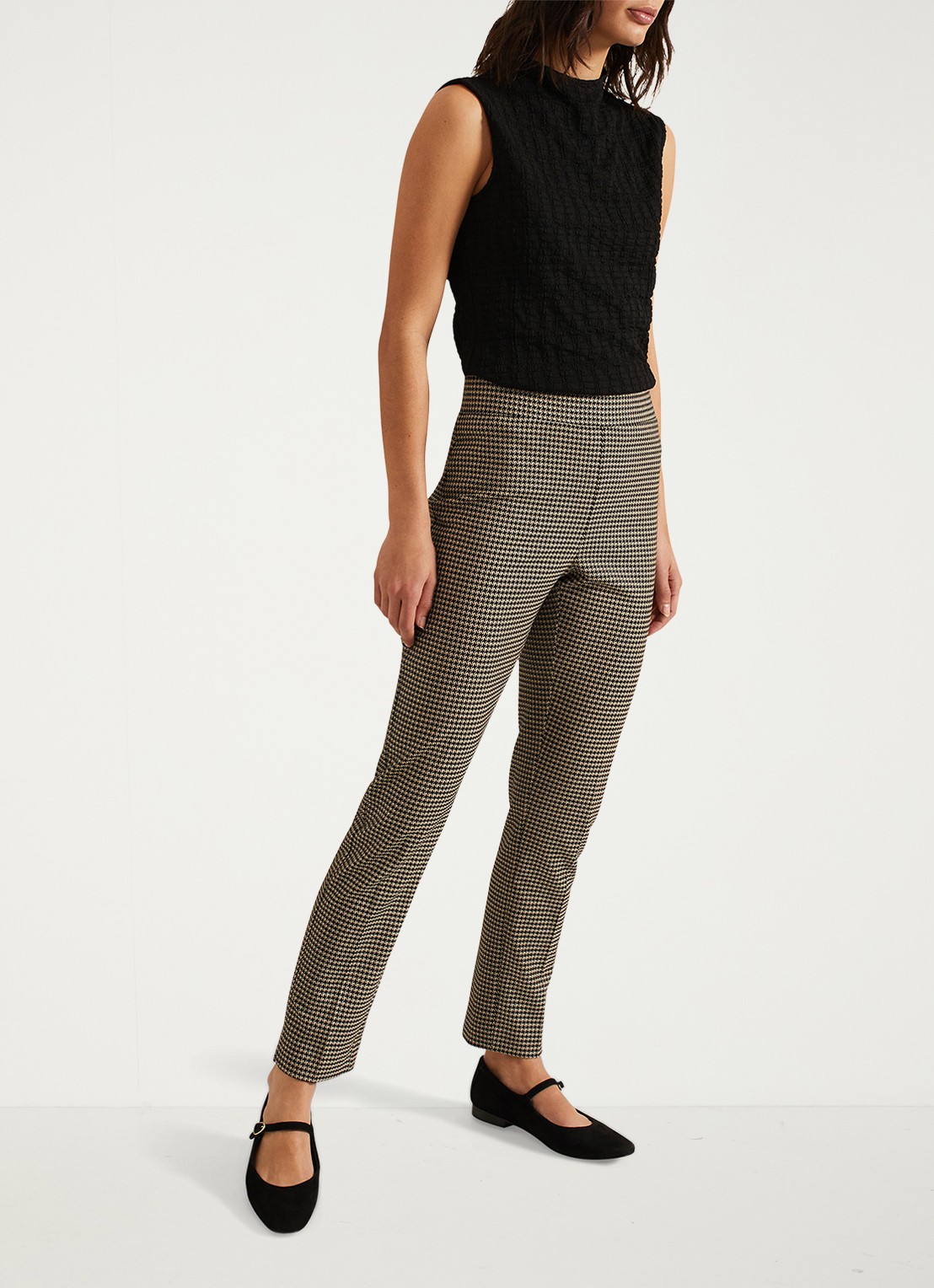 Phase Eight Donna high waist tapered fit pantalon met print - voorkant 7 camel