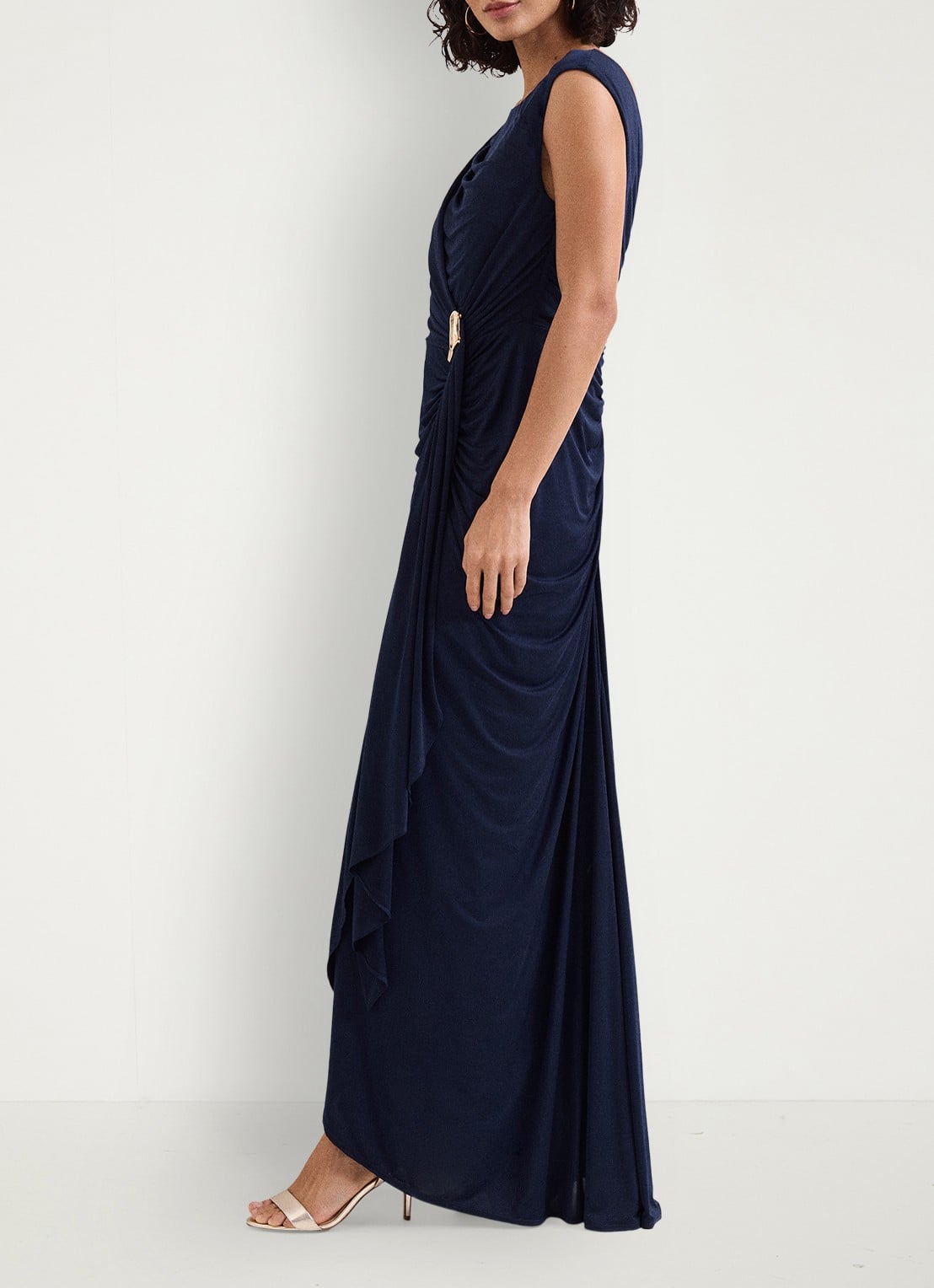 Phase Eight Donna maxi jurk met gedrapeerd detail - detail 5 donkerblauw