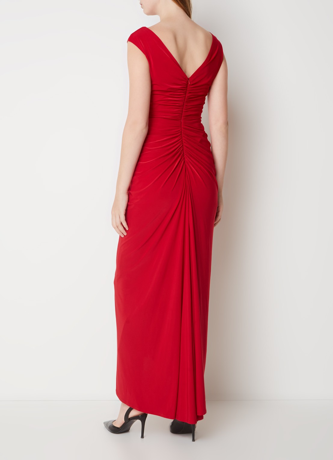 Phase Eight Donna maxi jurk met plooi detail - achterkant steenrood