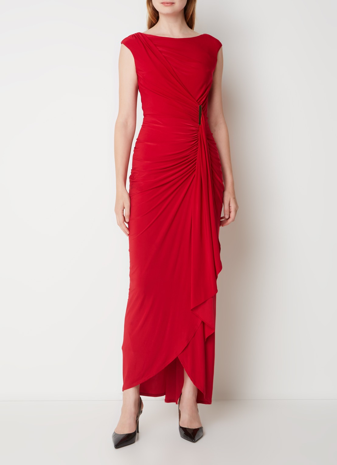 Phase Eight Donna maxi jurk met plooi detail - detail 2 steenrood