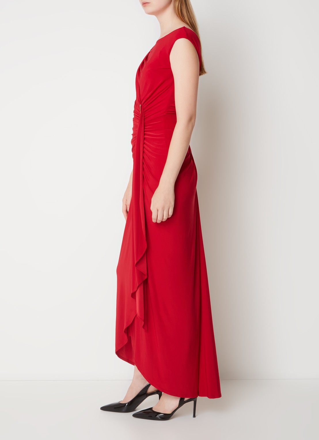 Phase Eight Donna maxi jurk met plooi detail - voorkant 4 steenrood