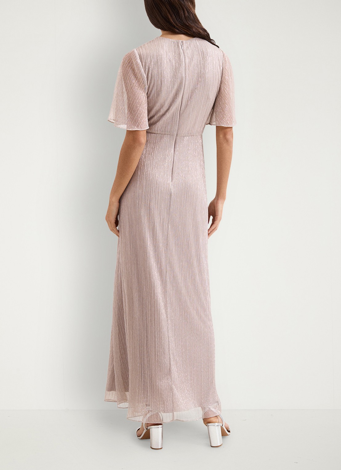 Phase Eight Dorinda maxi jurk met lurex - achterkant oudroze