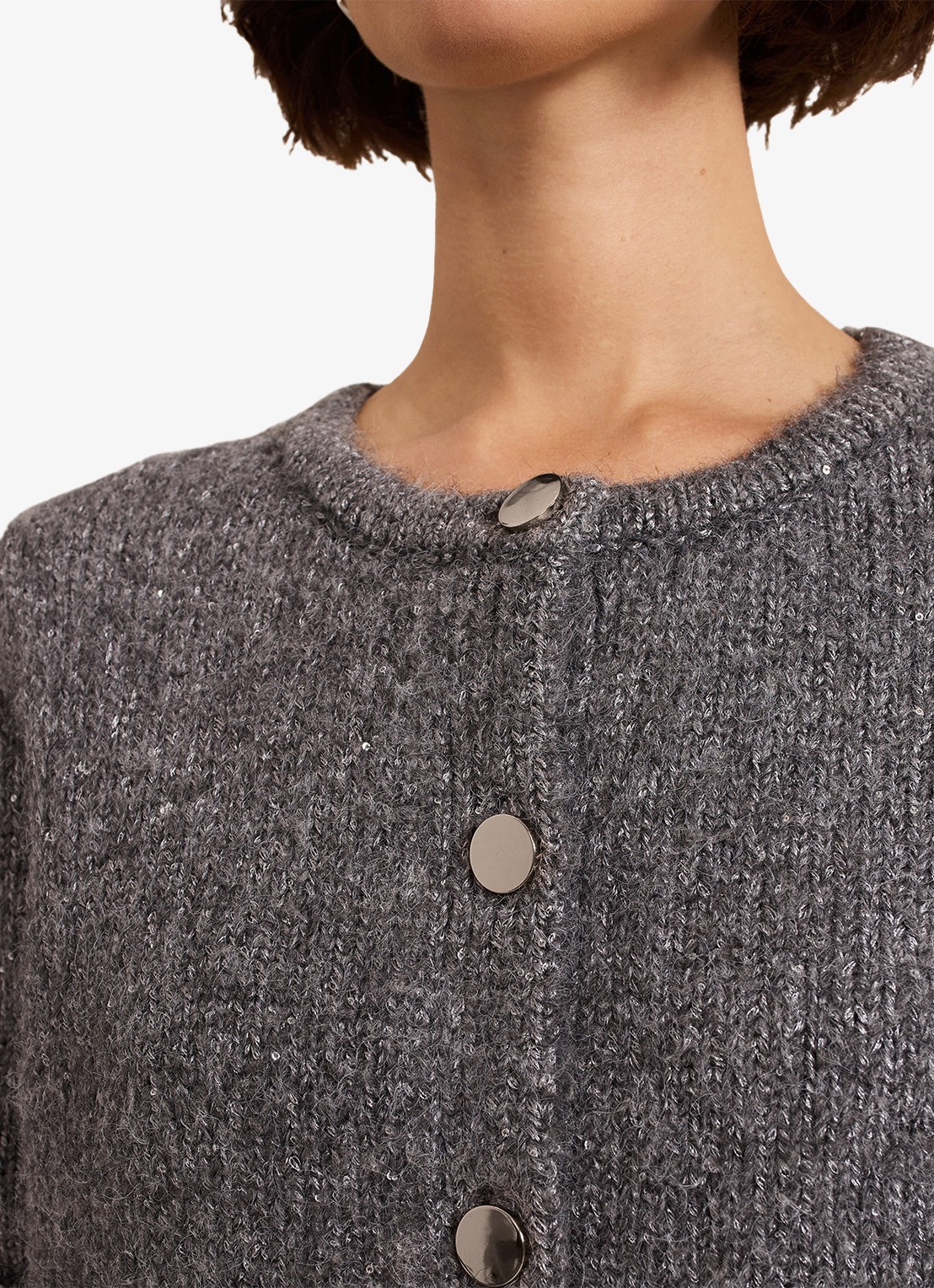 Phase Eight Eden fijngebreid vest met pailletten - detail 7 grijs