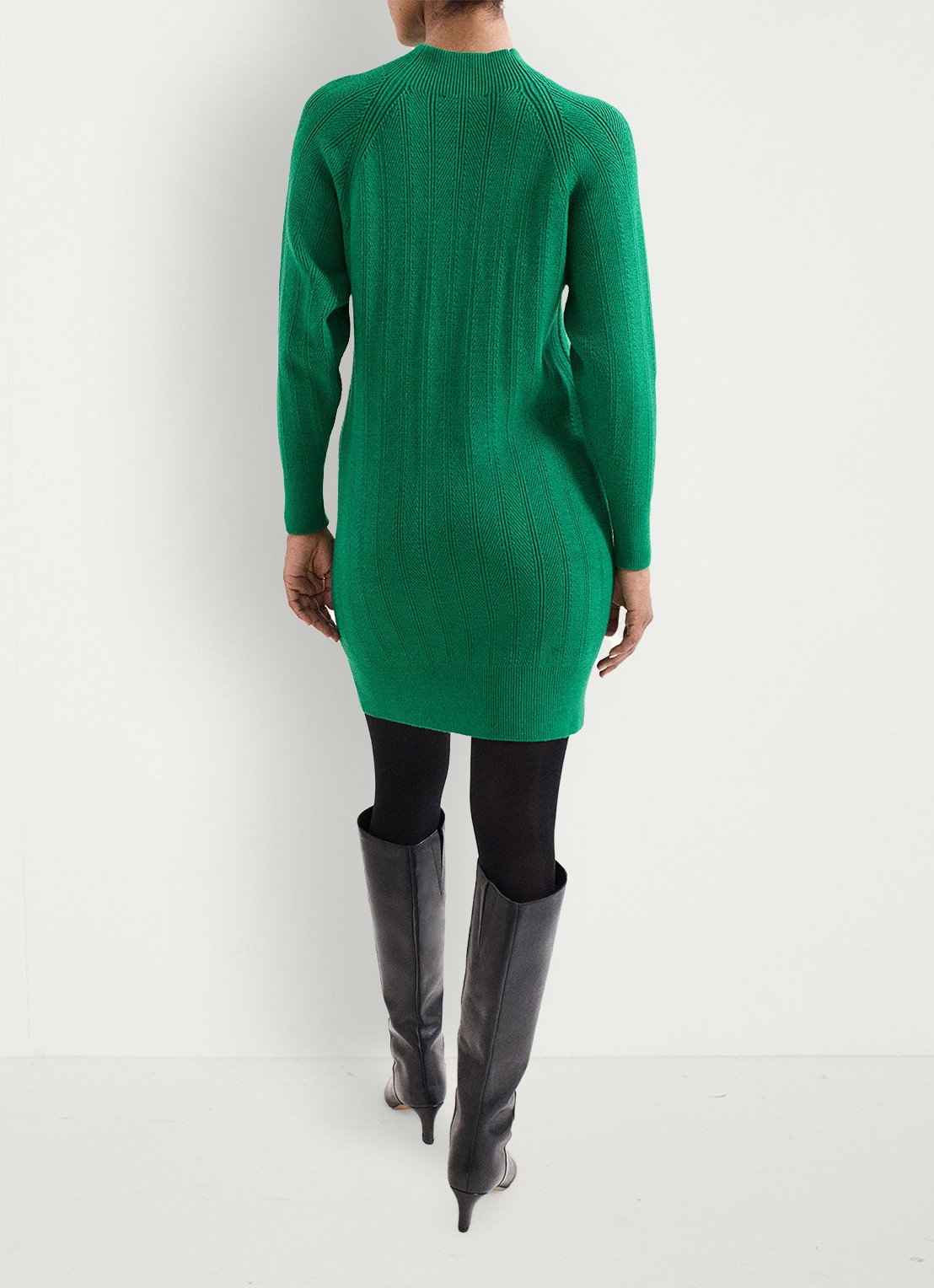 Phase Eight Eleana grofgebreide midi trui-jurk met vleermuismouw - achterkant 3 groen