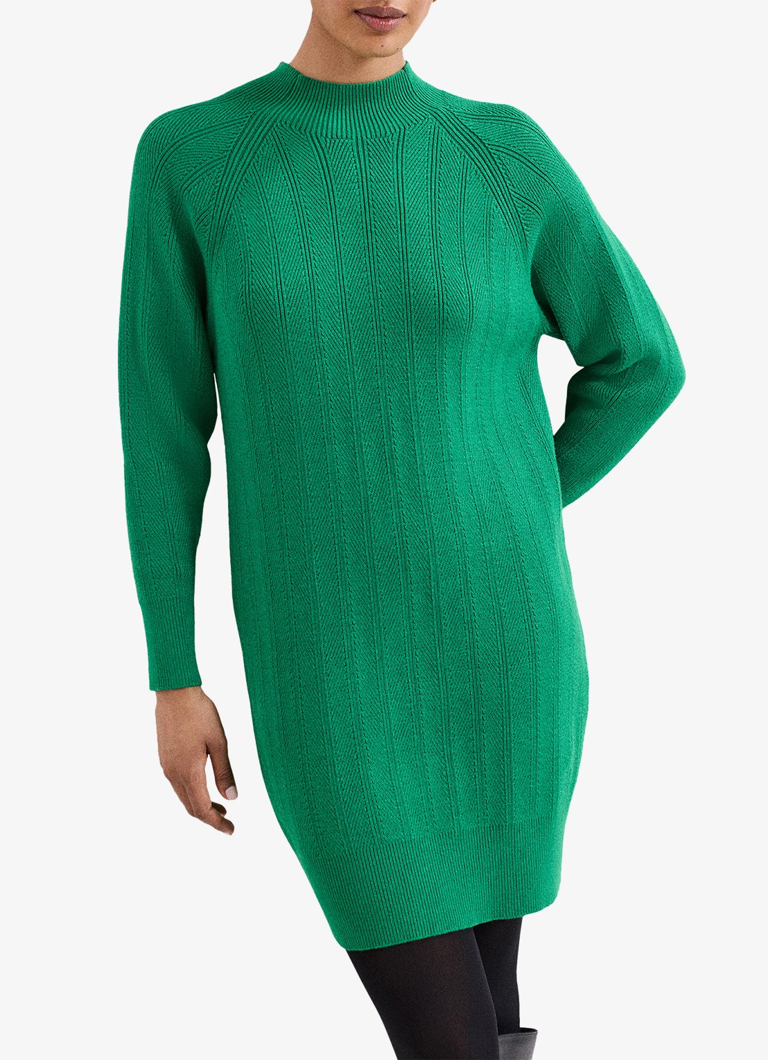 Phase Eight Eleana grofgebreide midi trui-jurk met vleermuismouw - detail 4 groen