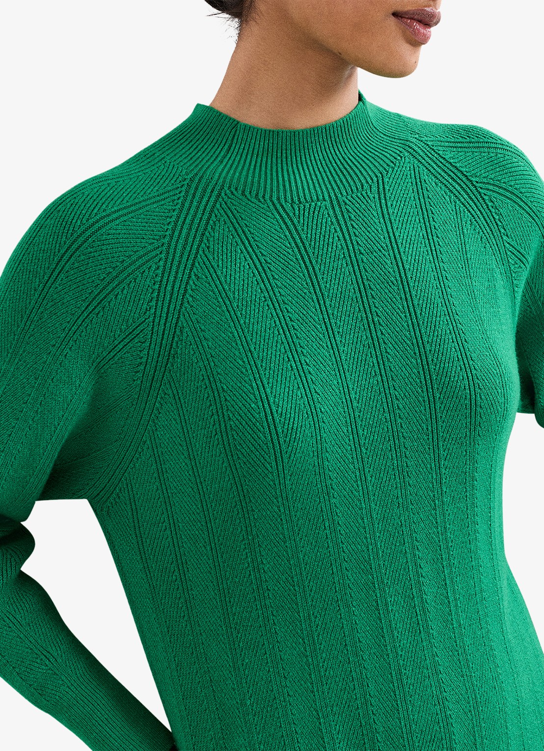 Phase Eight Eleana grofgebreide midi trui-jurk met vleermuismouw - detail 5 groen