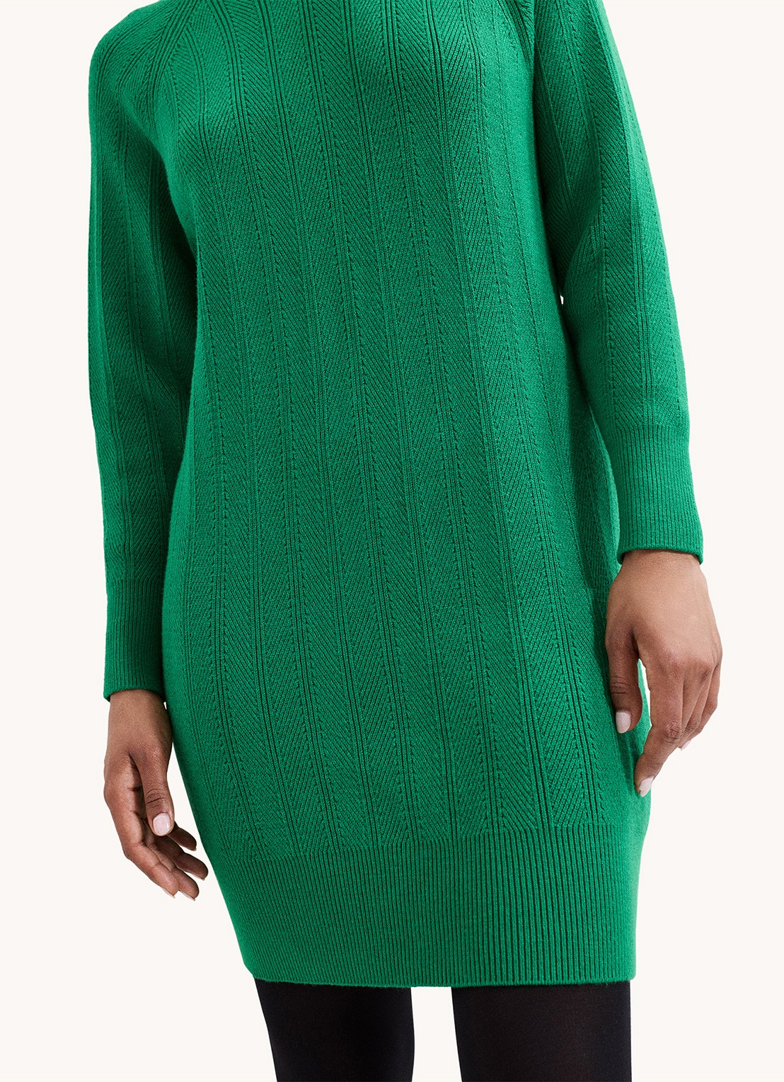 Phase Eight Eleana grofgebreide midi trui-jurk met vleermuismouw - detail 7 groen