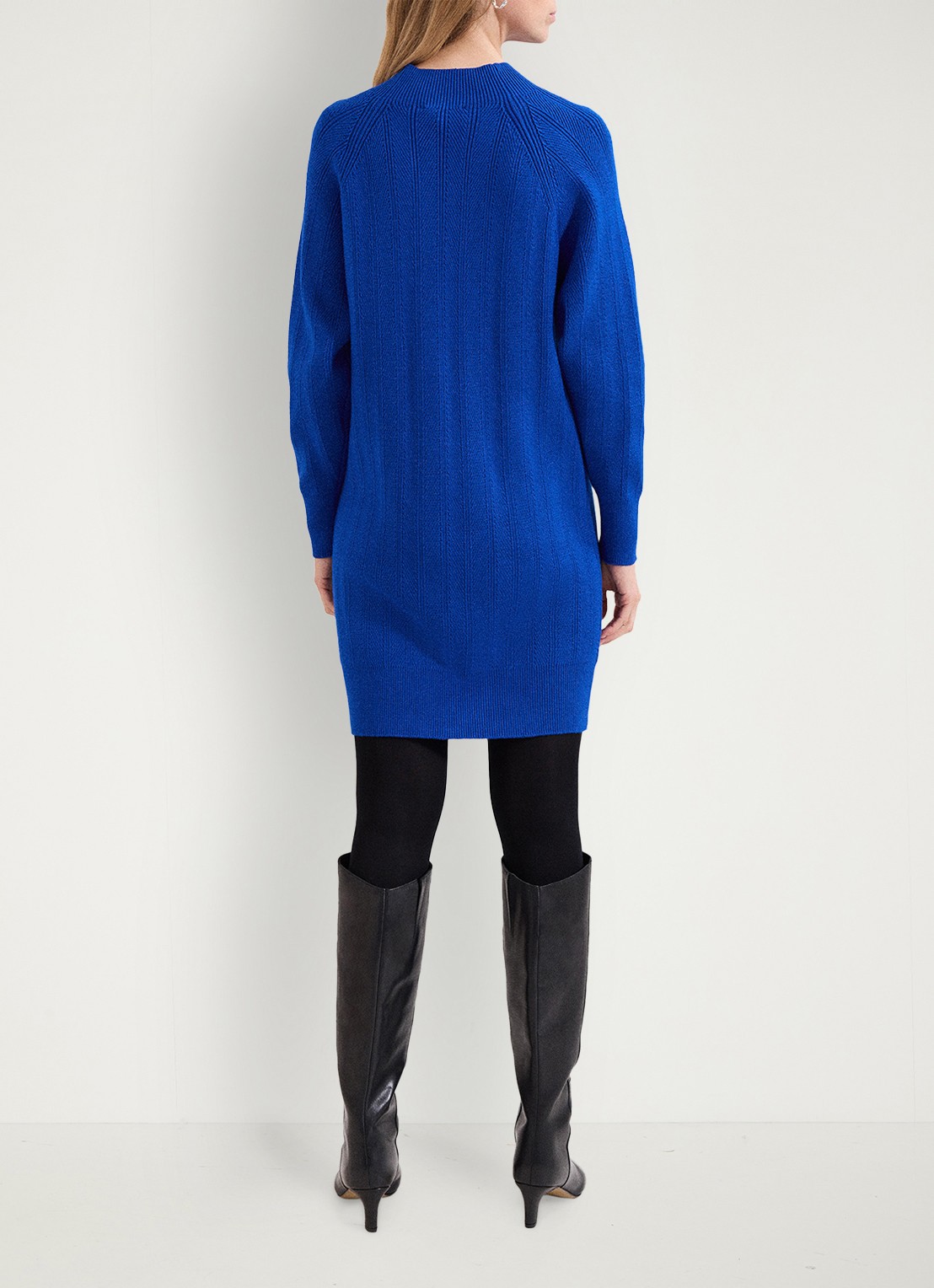 Phase Eight Eleana grofgebreide midi trui-jurk met vleermuismouw - achterkant donkerblauw