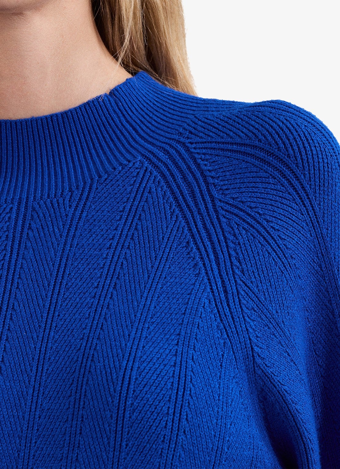 Phase Eight Eleana grofgebreide midi trui-jurk met vleermuismouw - detail 6 donkerblauw