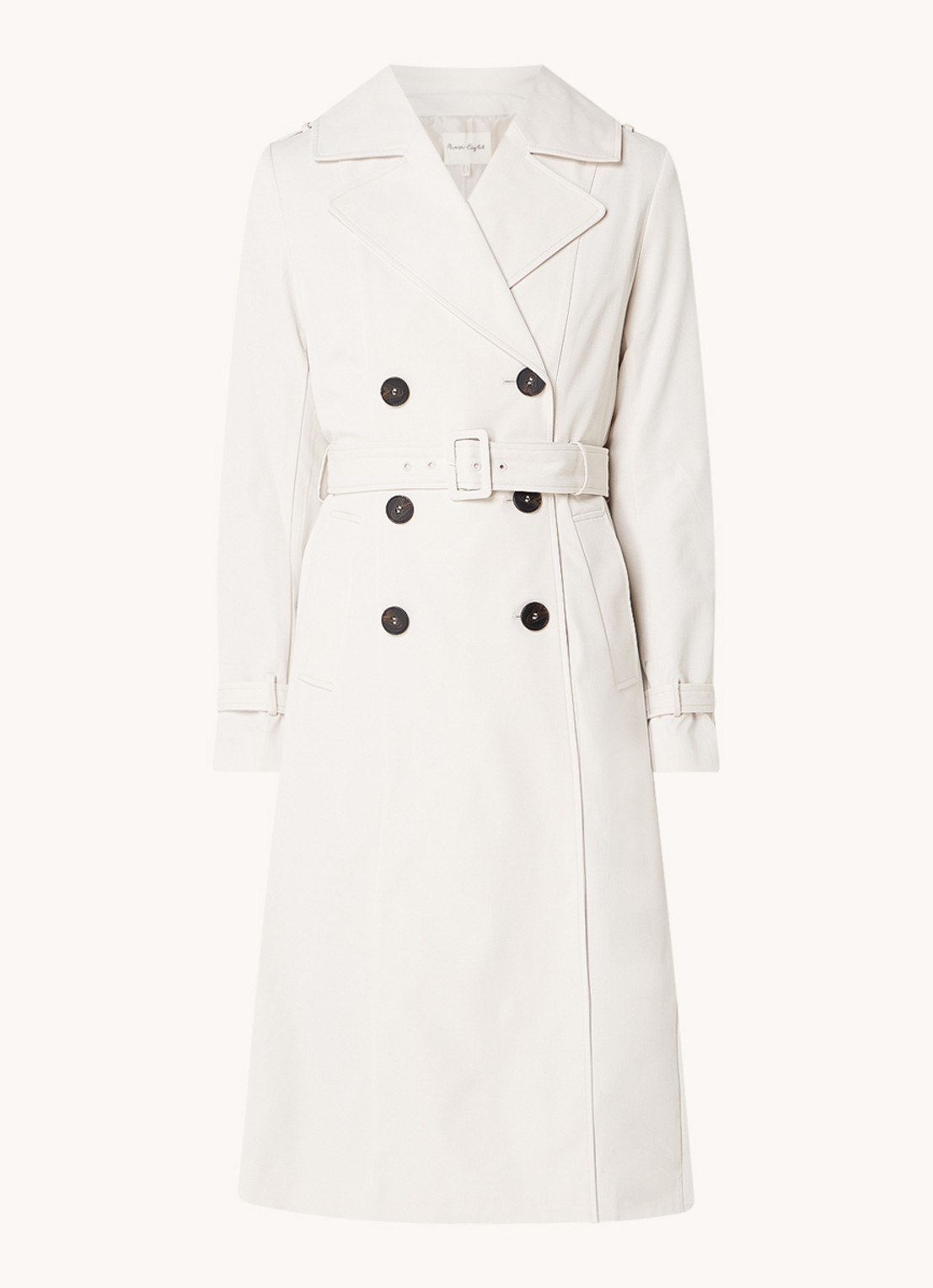 Phase Eight Eleanor double-breasted trenchcoat met ceintuur - voorkant 3 gebroken wit