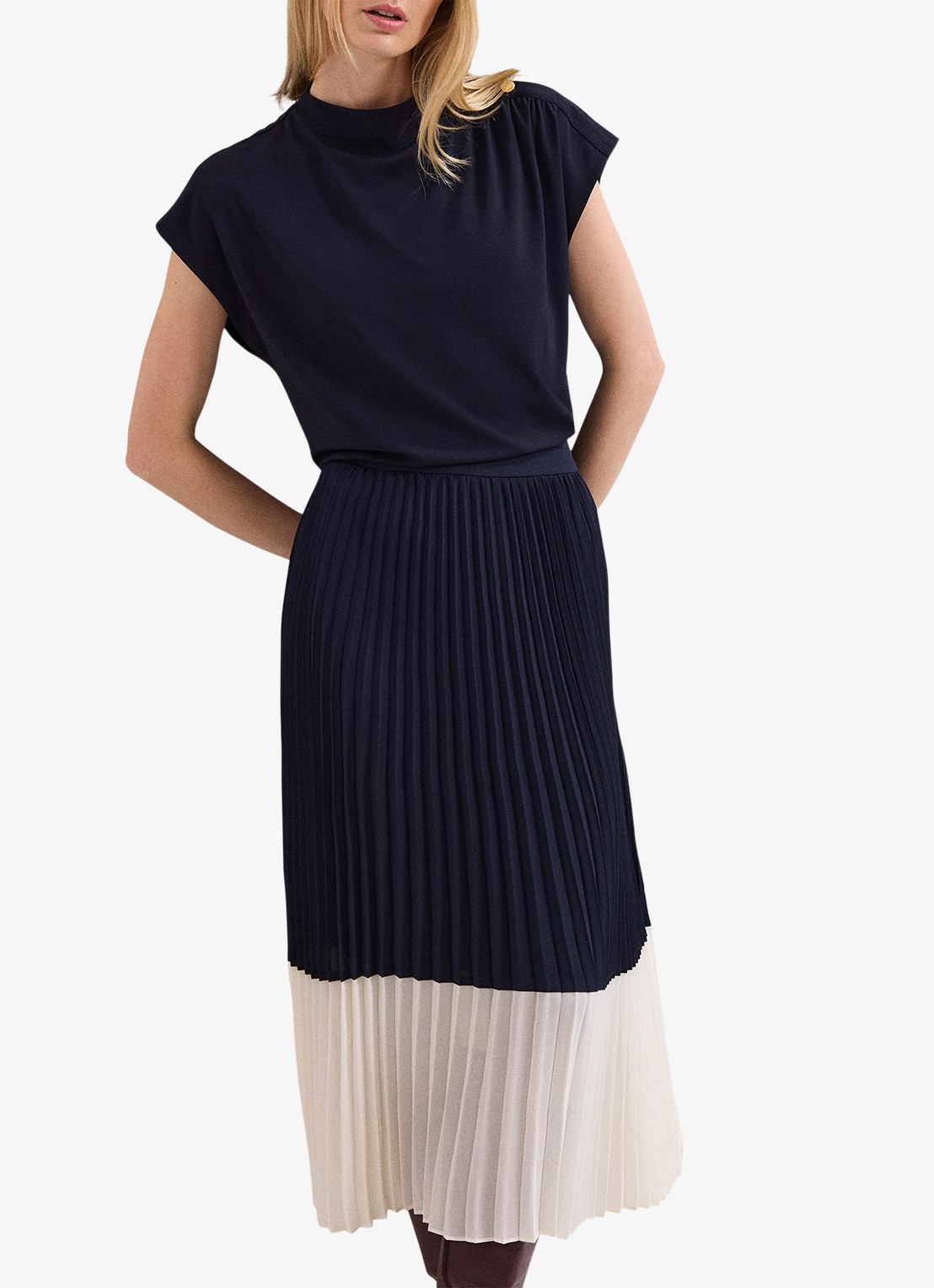 Phase Eight Eleanor midi rok met plooien - detail 6 donkerblauw