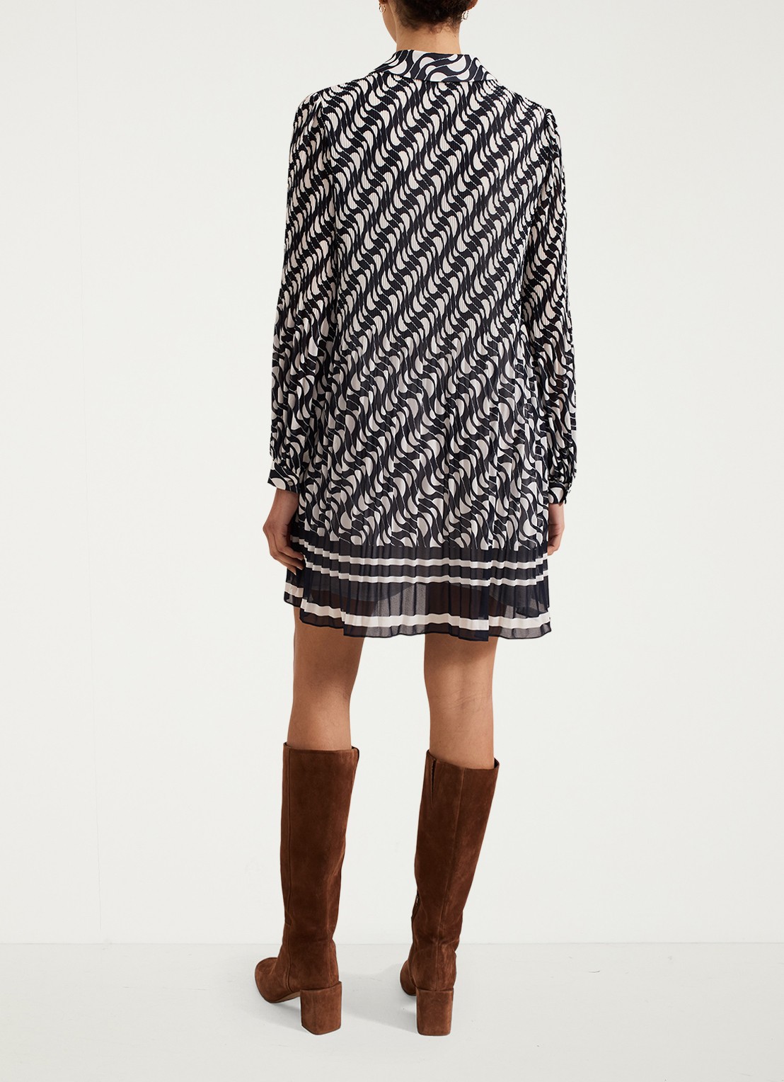 Phase Eight Eleanor mini tuniekjurk met grafische print - achterkant 8 donkerblauw