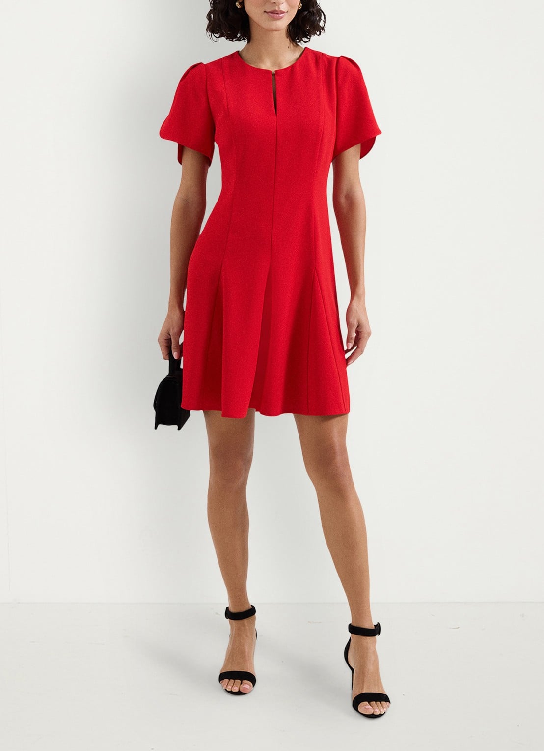 Phase Eight Elia mini jurk met pofmouw - voorkant 8 rood