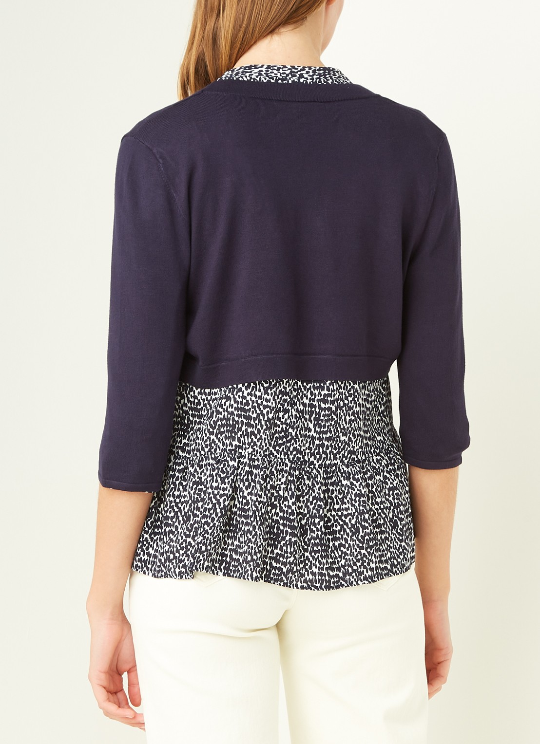 Phase Eight Elisha openvallende bolero met stretch - achterkant 3 donkerblauw