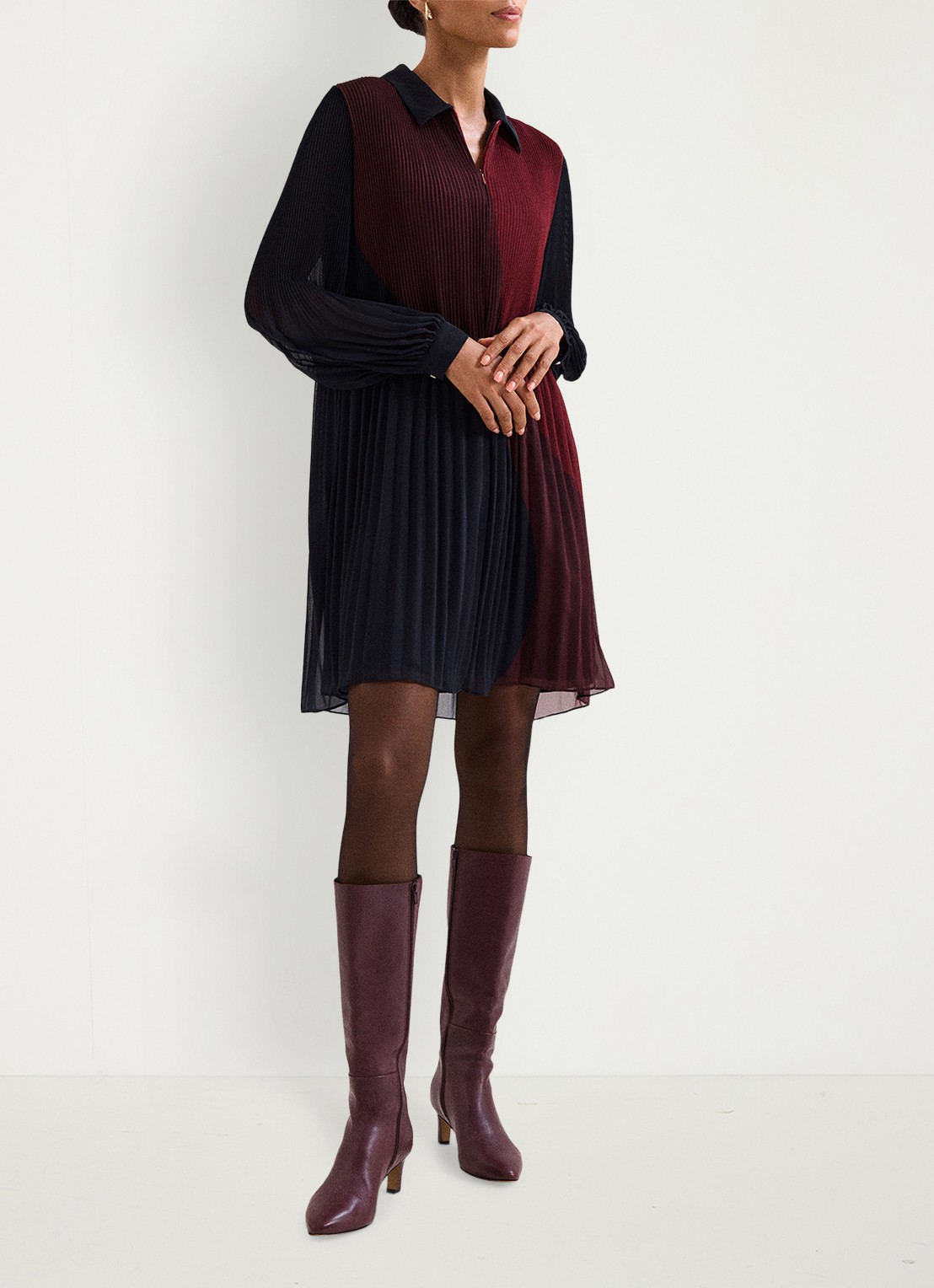 Phase Eight Ella mini jurk met colour blocking - voorkant 3 rood