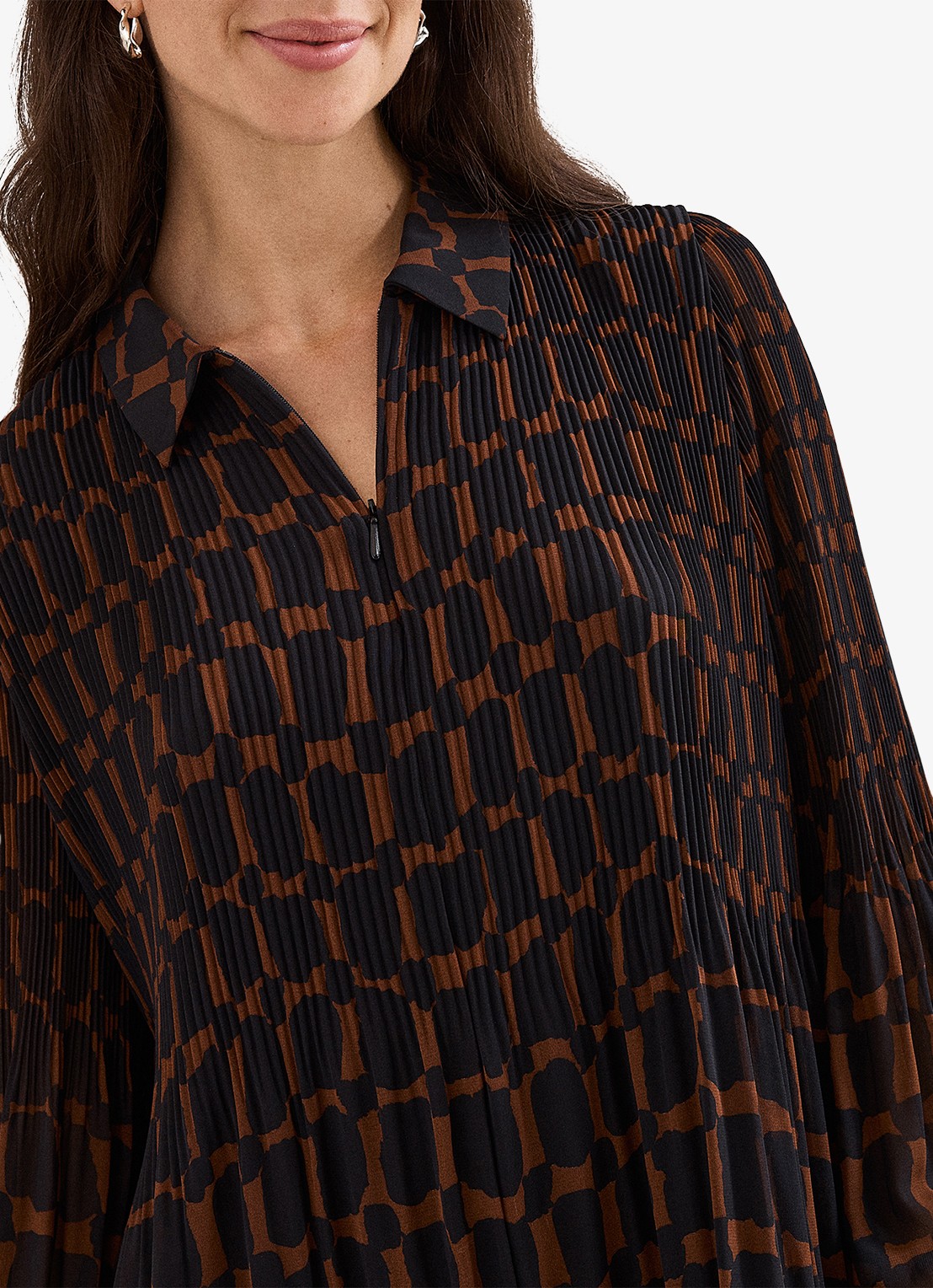 Phase Eight Ella mini tuniekjurk met grafische print - detail 4 bruin