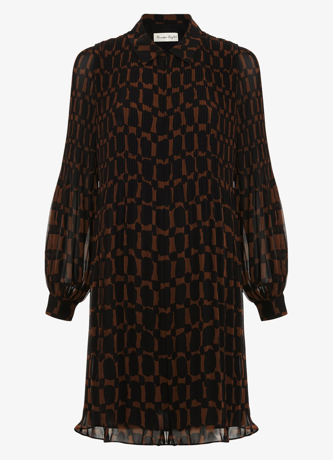 Phase Eight Ella mini tuniekjurk met grafische print - voorkant bruin
