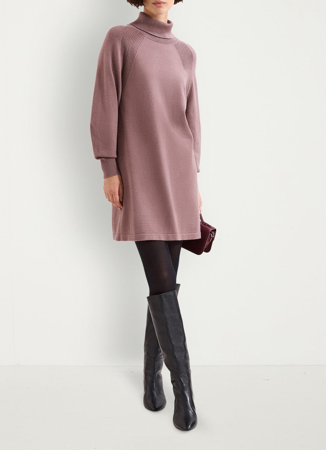 Phase Eight Ellie mini jurk met ballonmouw - voorkant 3 taupe