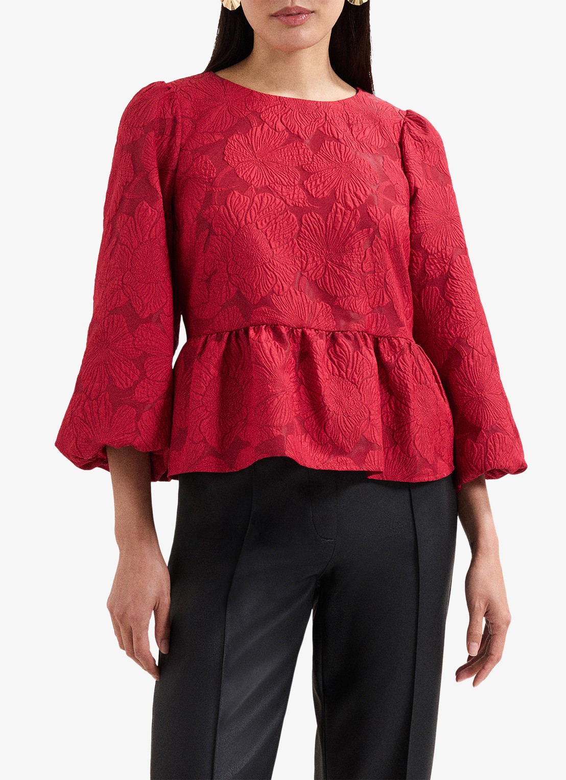 Phase Eight Ellis top met bloemenprint - detail donkerrood