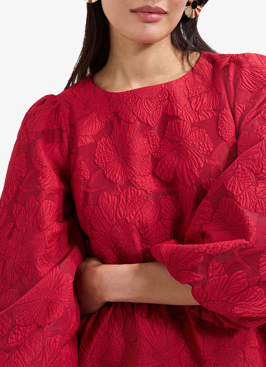 Phase Eight Ellis top met bloemenprint - detail 2 donkerrood
