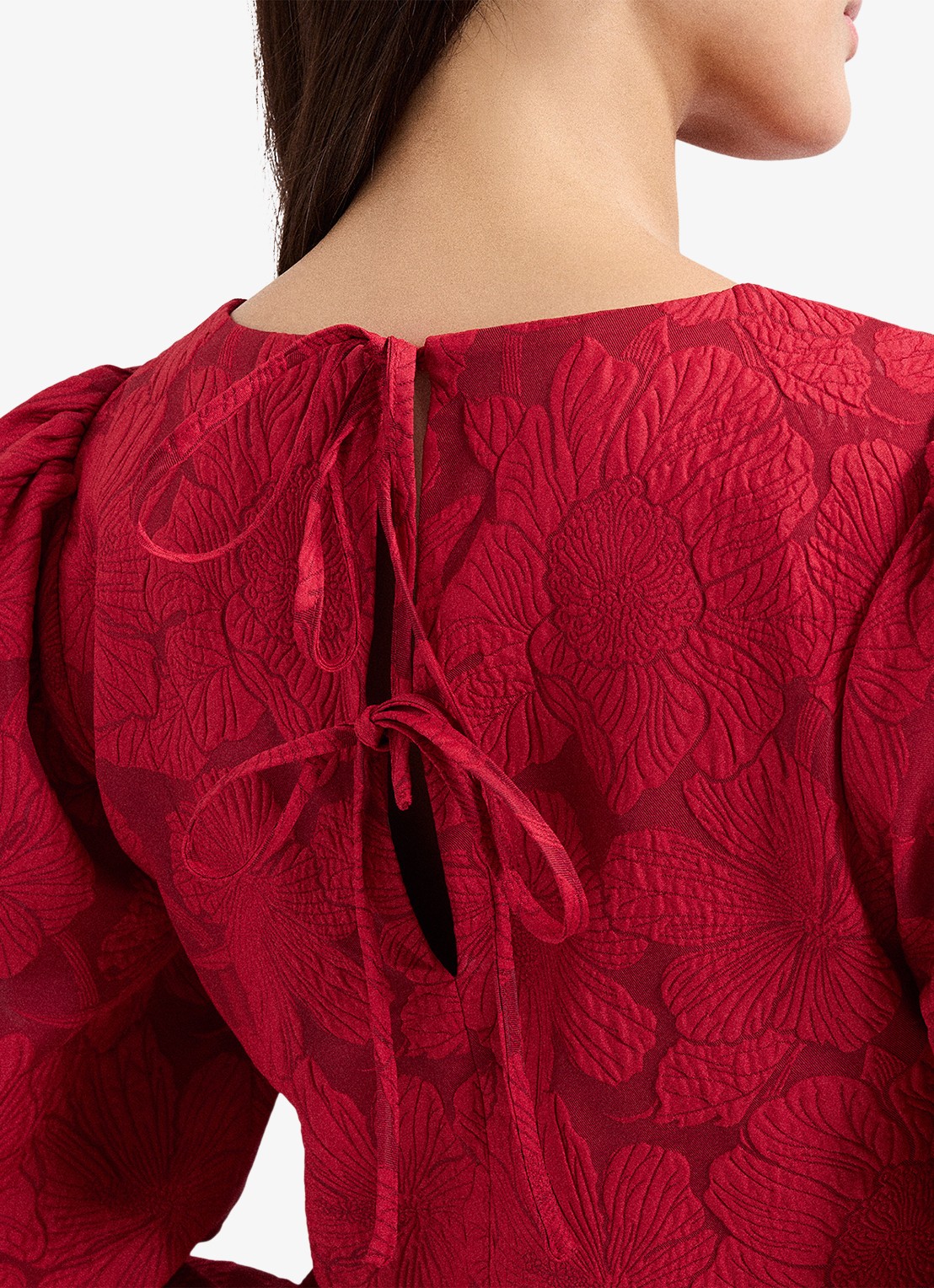 Phase Eight Ellis top met bloemenprint - detail 3 donkerrood