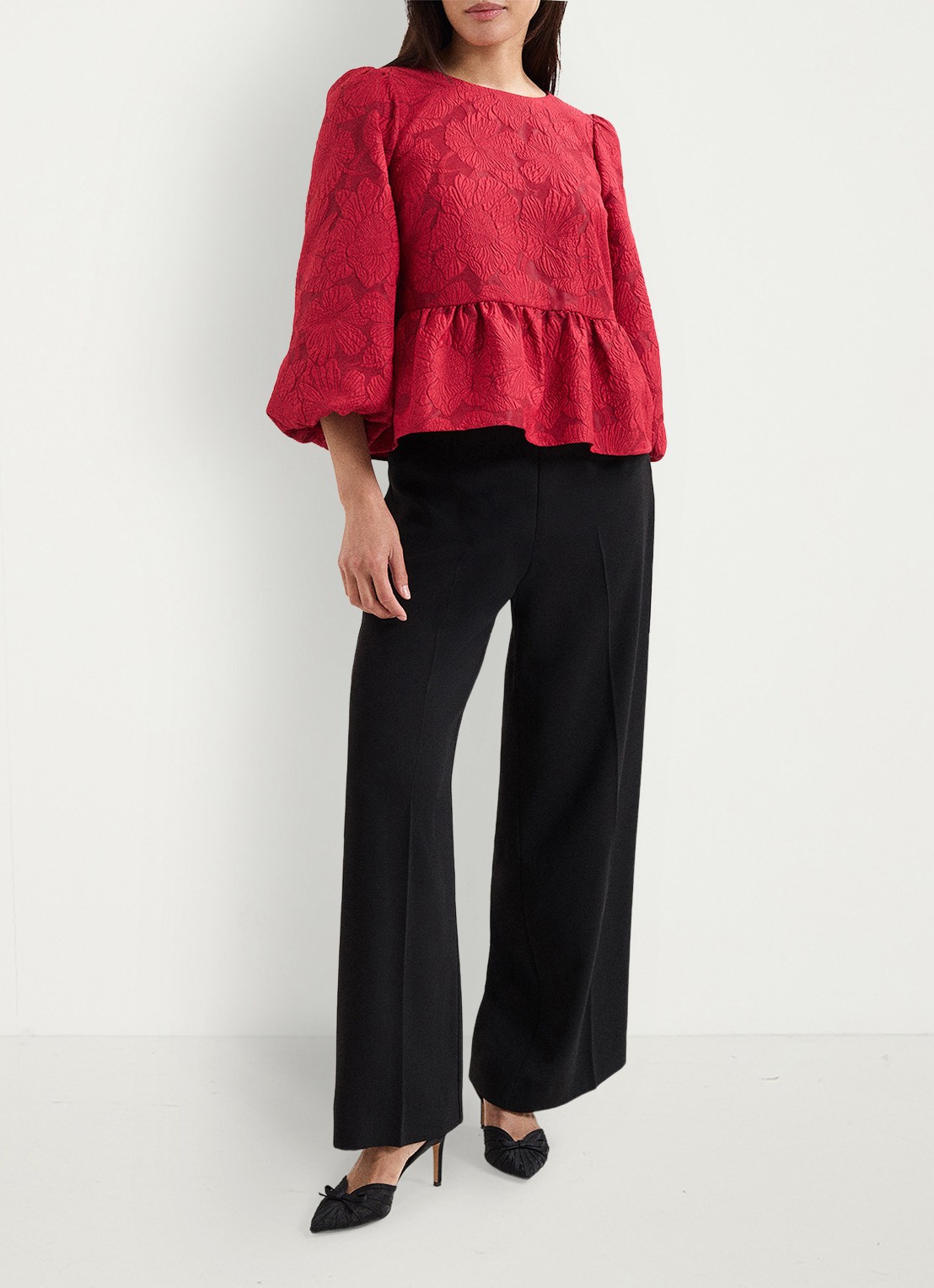 Phase Eight Ellis top met bloemenprint - detail 5 donkerrood