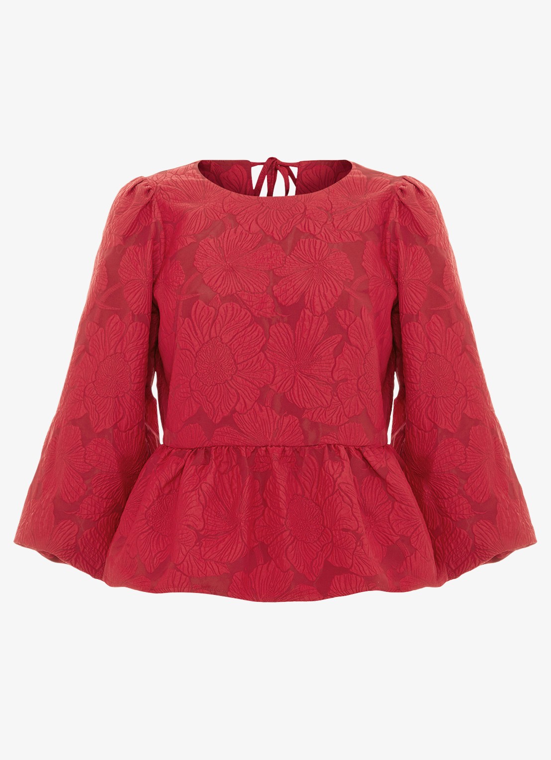 Phase Eight Ellis top met bloemenprint - voorkant 7 donkerrood
