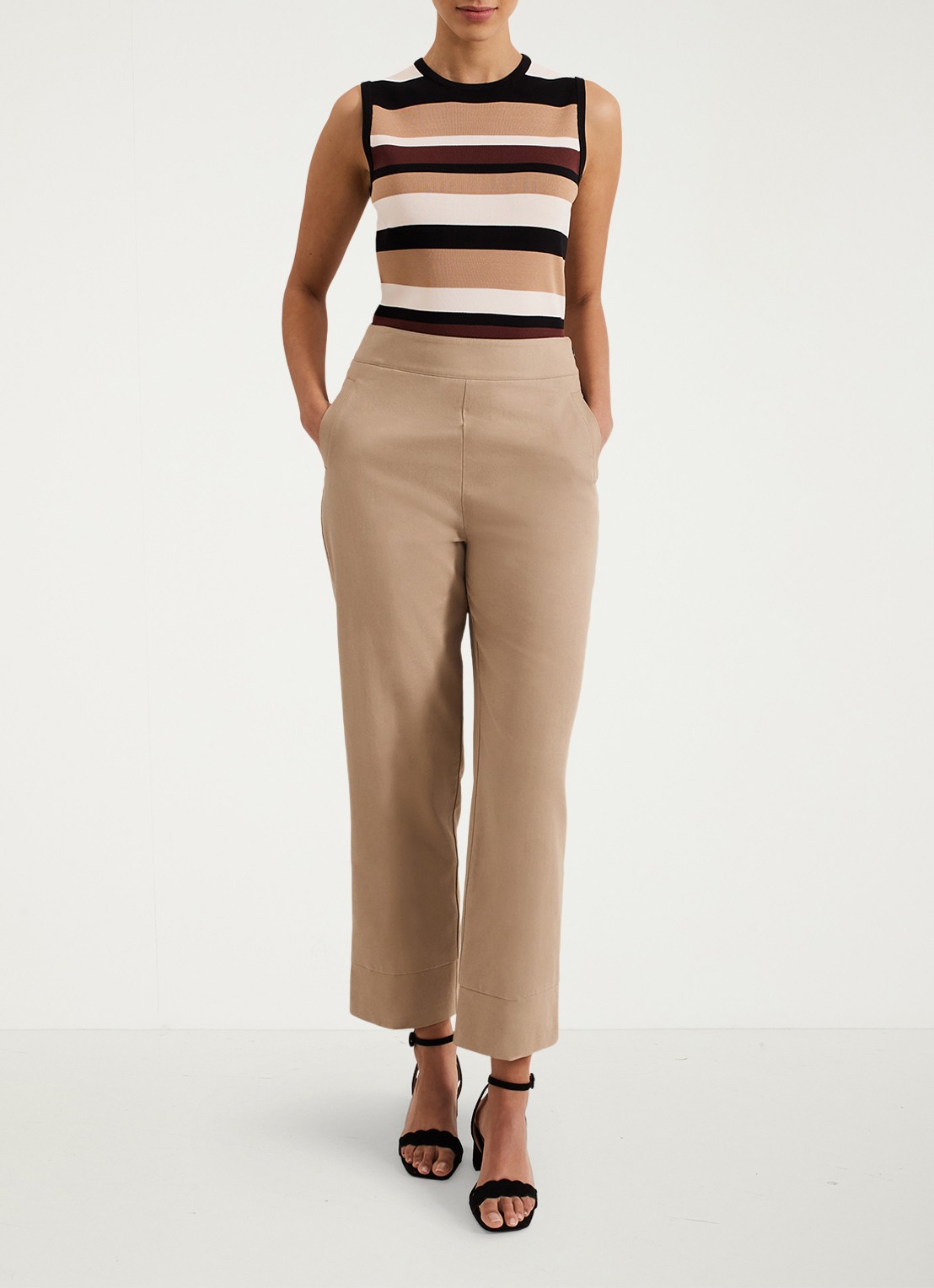 Phase Eight Ellwood high waist straight fit pantalon  - voorkant 8 camel
