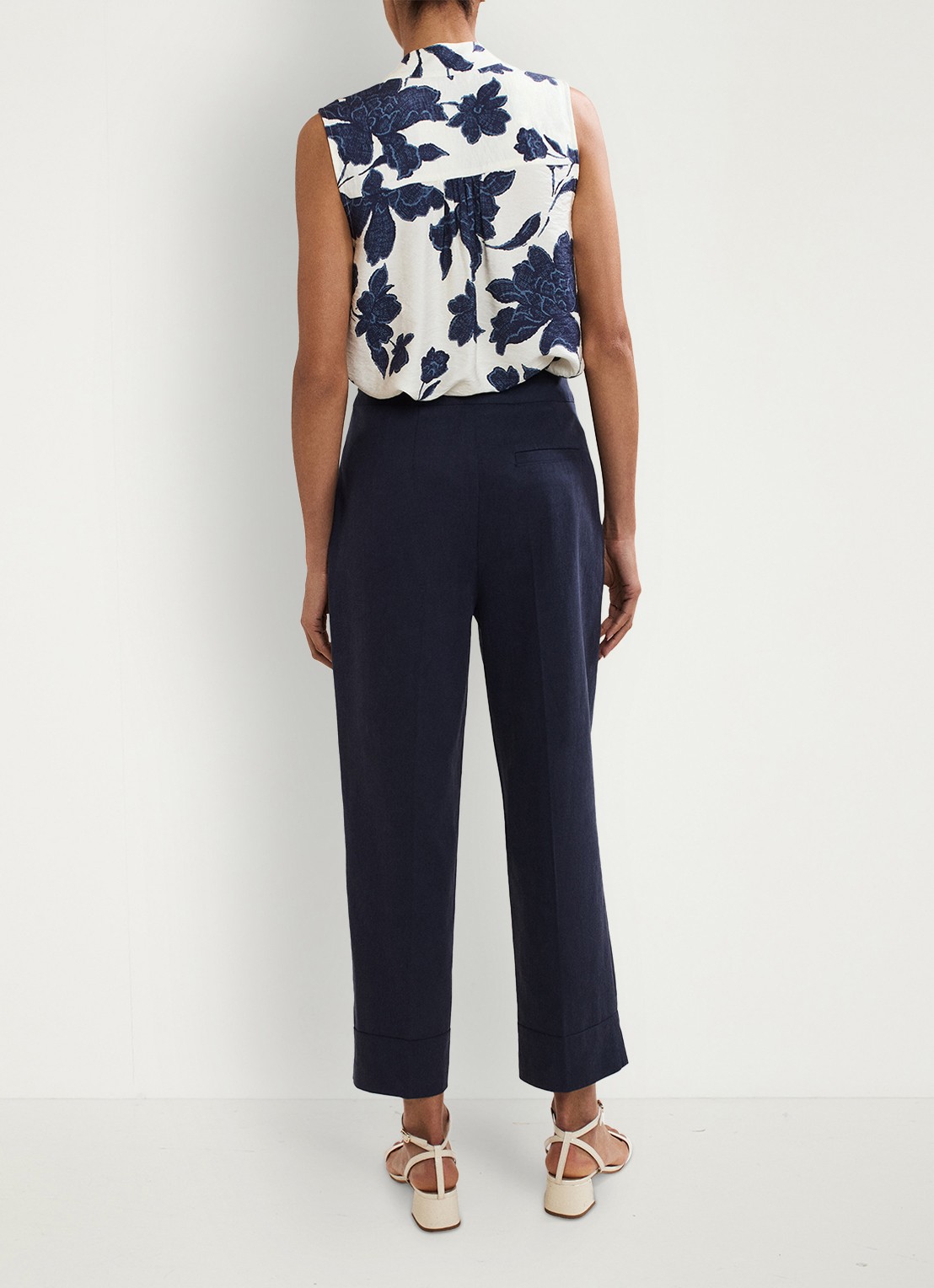 Phase Eight Ellwood high waist straight fit pantalon  - achterkant 5 donkerblauw