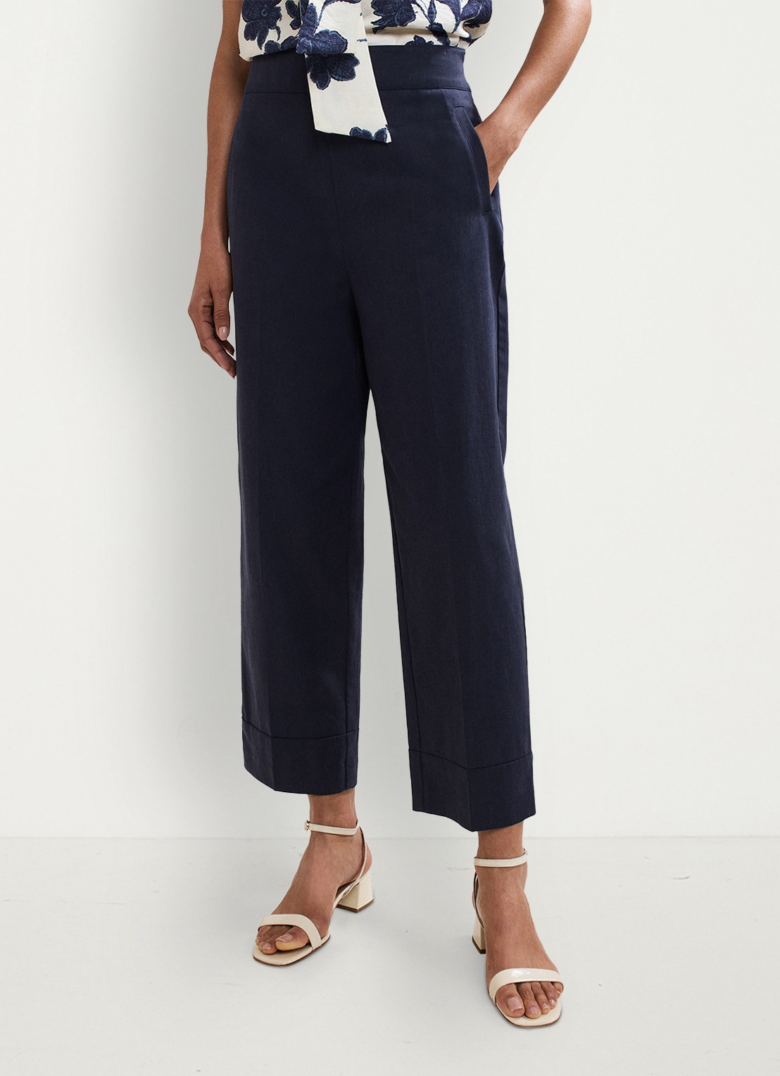 Phase Eight Ellwood high waist straight fit pantalon  - detail donkerblauw