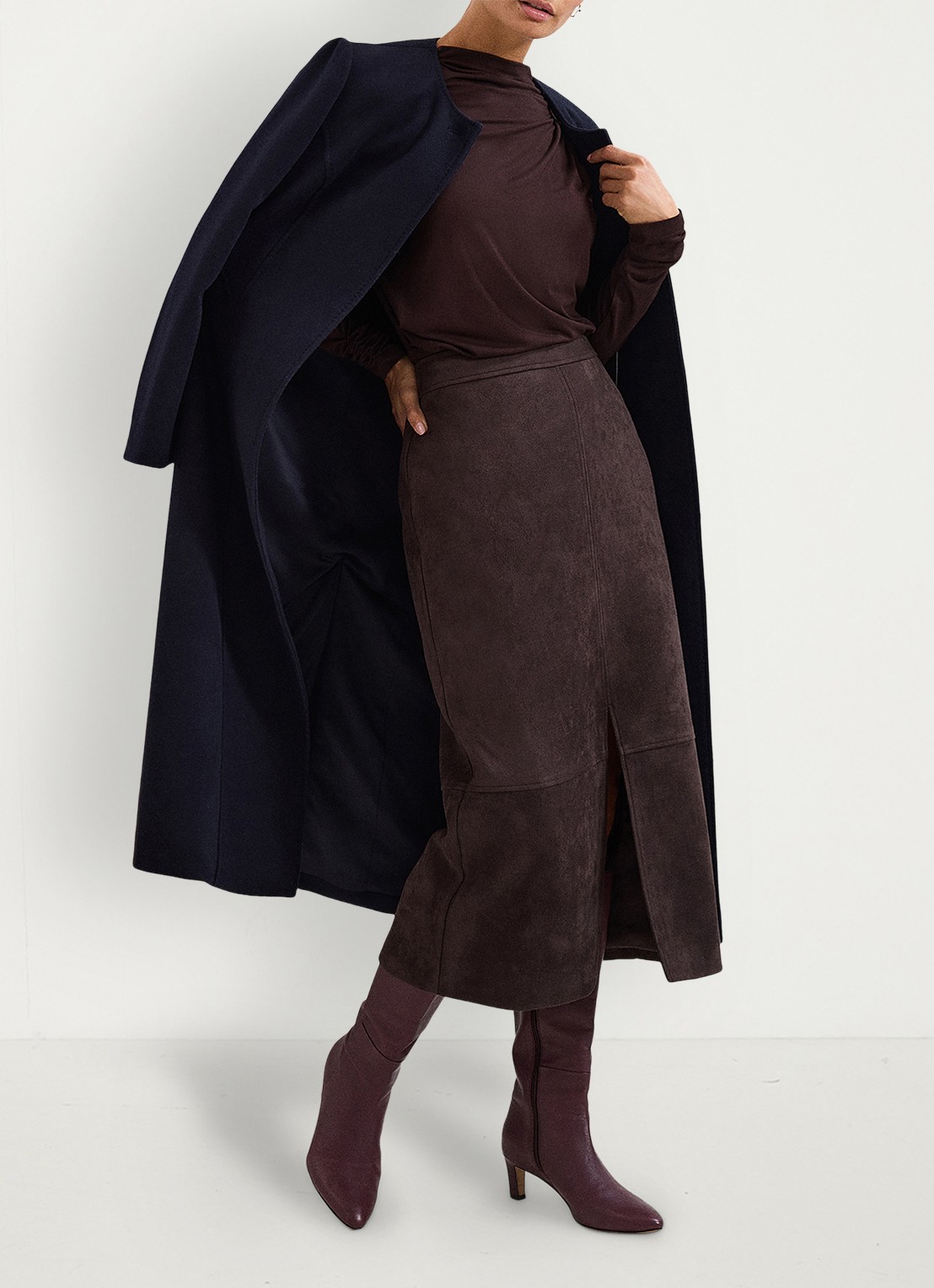 Phase Eight Elodie midi rok met split - detail 4 bruin