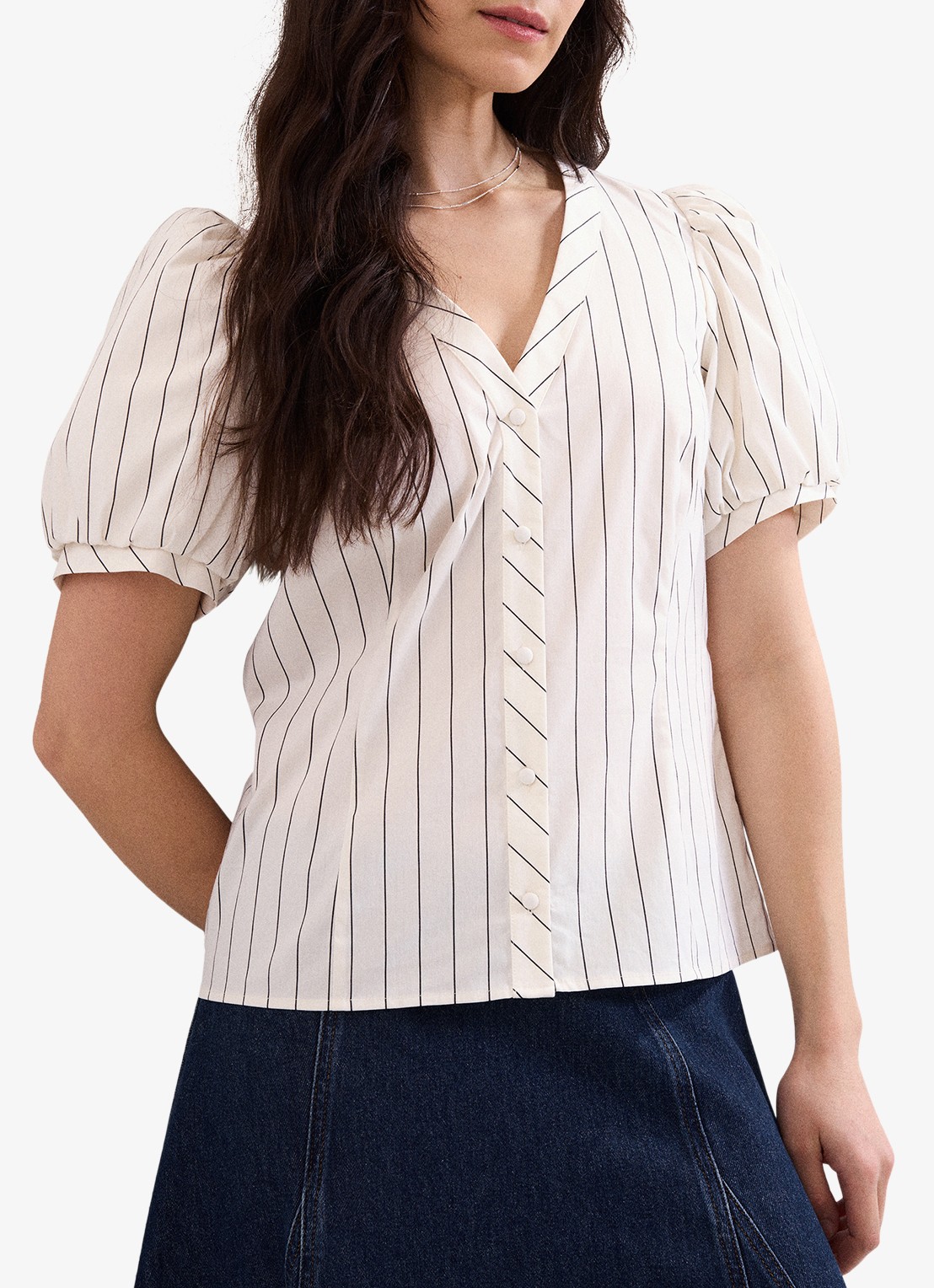 Phase Eight Elora blouse met streepprint - detail 4 wit