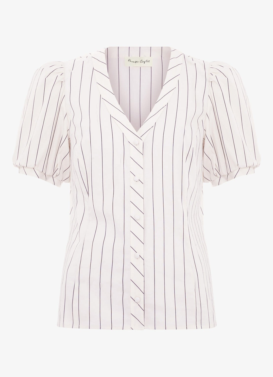 Phase Eight Elora blouse met streepprint - voorkant 2 wit