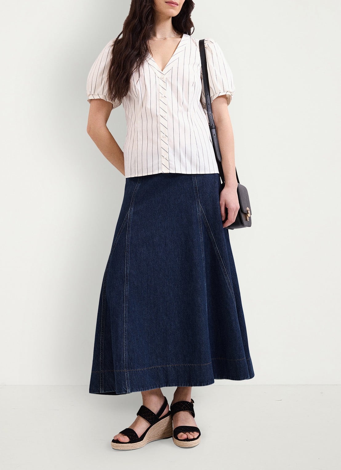 Phase Eight Elora blouse met streepprint - voorkant 3 wit