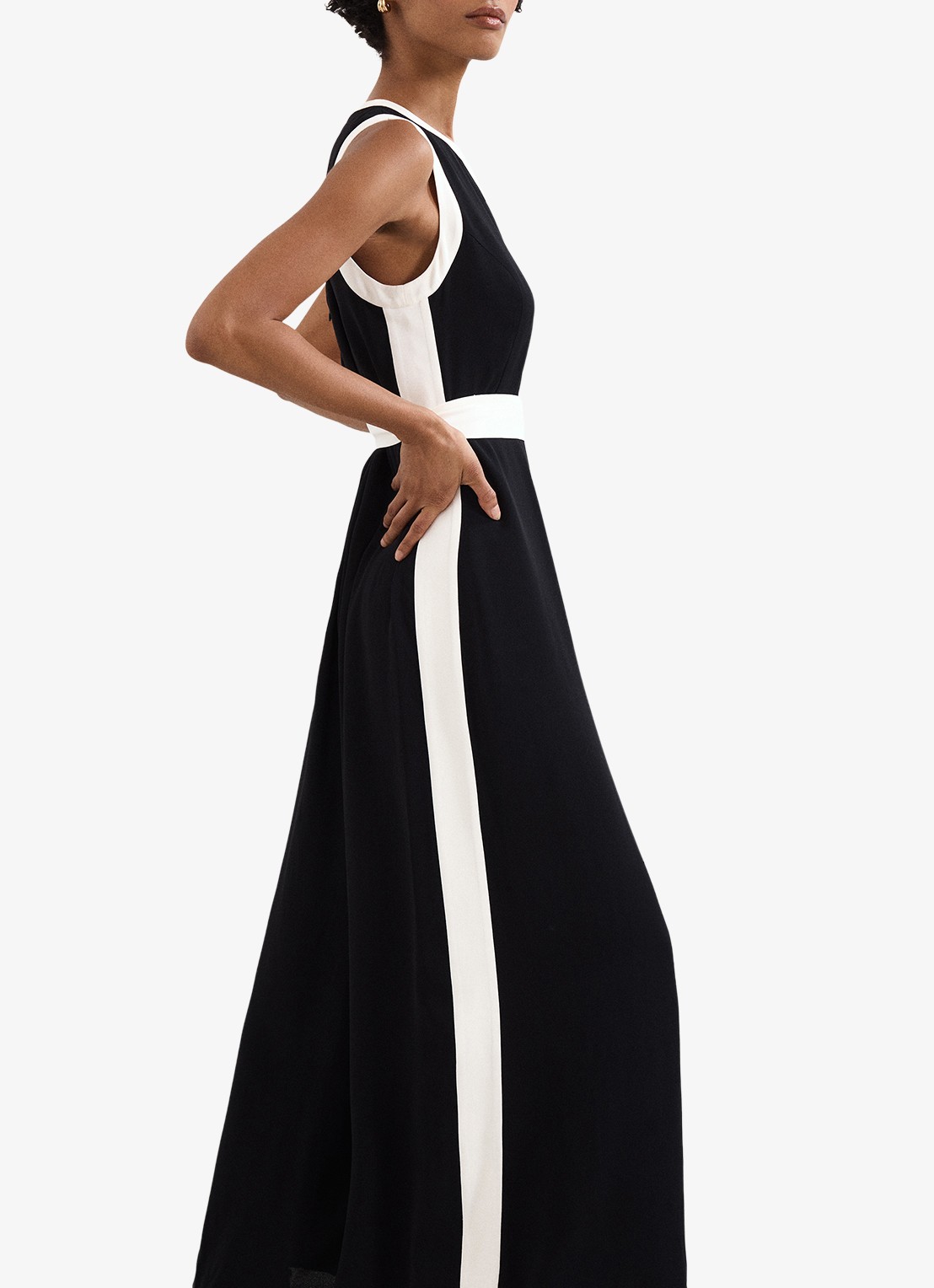Phase Eight Elowen wide fit jumpsuit net strikceintuur - detail 6 zwart