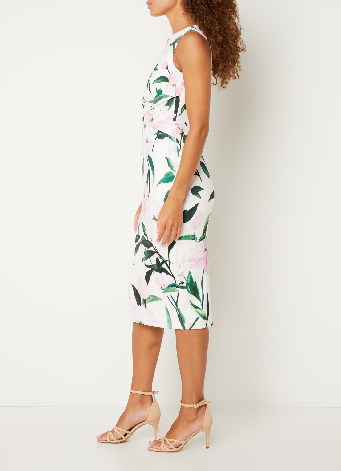 Phase Eight Elsa midi kokerjurk met bloemenprint - voorkant 5 wit