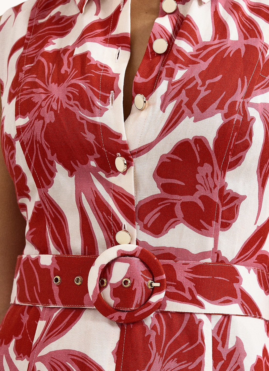 Phase Eight Elspeth midi jurk met bloemenprint - detail 5 rood