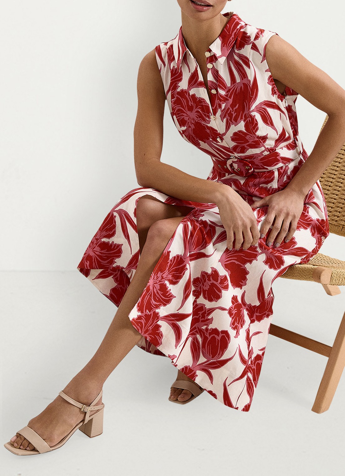 Phase Eight Elspeth midi jurk met bloemenprint - detail 6 rood